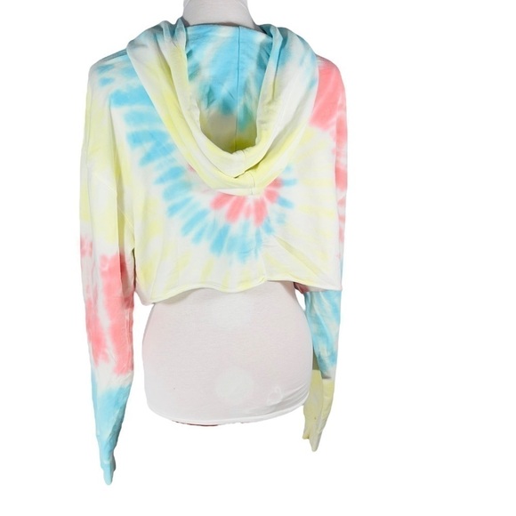FOREVER 21 Active Tie Dye Crop Oversize Pullover Hoodie Long Sleeve Size XS - Picture 5 of 10